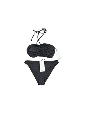 SPRWMN Twist Bandeau Top & Bikini Bottoms in Black